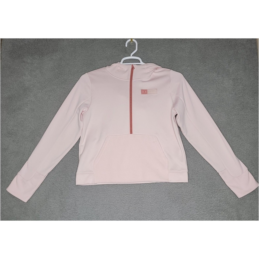 Under Armor Sweatshirt Women's Size Small Pink Loose Pullover Half Zip Long Slee